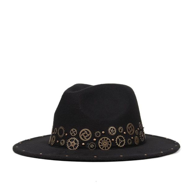 

wide brim hats 15 stlye 2 size women men handmade punk fedora hat acrylic gems shower jazz cap winter panama sun top, Blue;gray