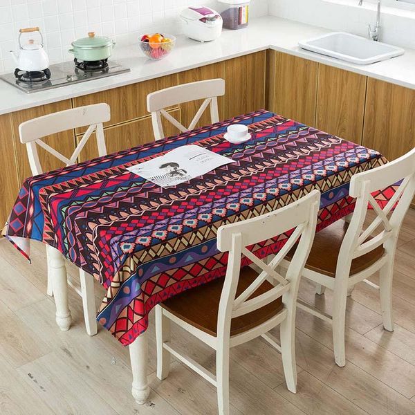 

paisley bohemian style african ethnic customs pattern waterproof linen table cloth home kitchen l desk decorative tablecloth