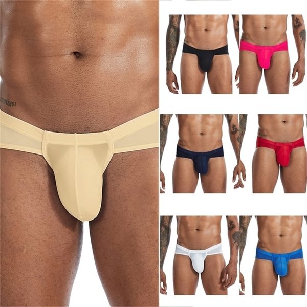 7pcs uomini biancheria intima sexy brief di seta di ghiaccio maschile ultra sottili macelli a bassa ascesa mutandine mutandine flude slitta ombre erotica erotica 201112