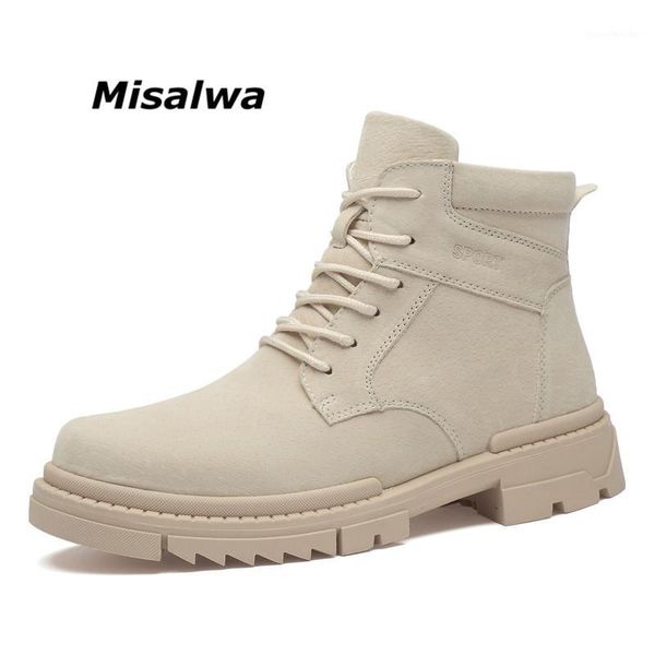 

boots misalwa men desert tactical handsome sand leather ankle short boot winter height increasing combat big size1, Black