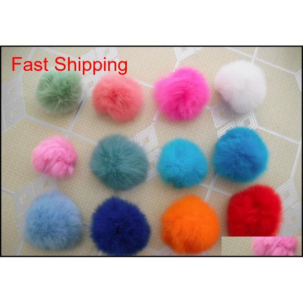 

5-6cm rabbit fur ball with a metal snap button, rabbit pom pom balls for decoration, 50pcs/lot, qylfco nana_shop, Silver