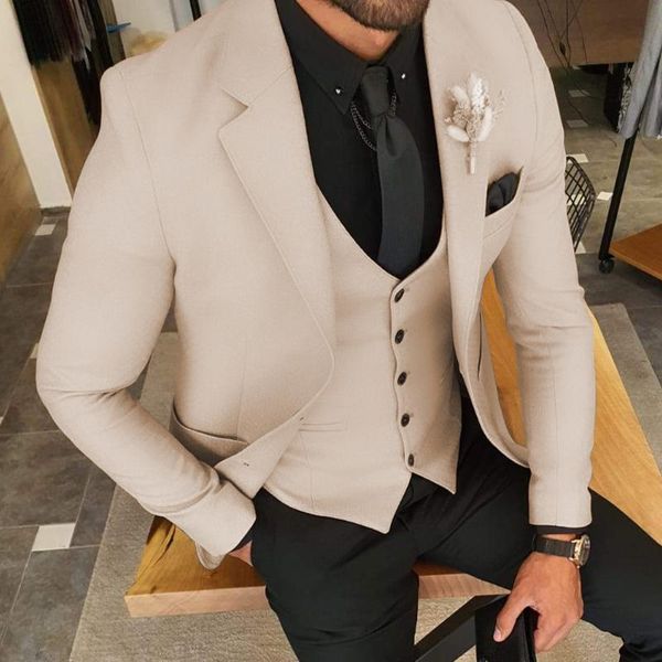 

men's suits & blazers aesido fashion slim fit prom tuxedos 3 piece business jacket blazer+vest+pants for wedding grooms 2021, White;black