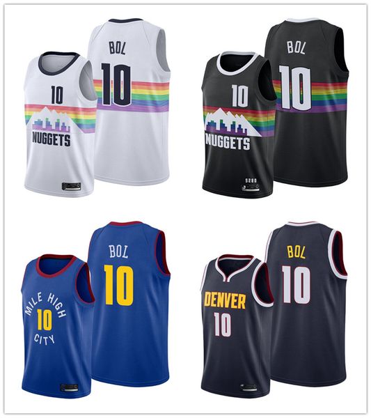 

denver nuggets men's bol bol white association 2019-20 city nba navy icon blue statement jersey, Black