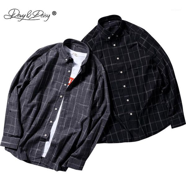 

2020 men spring autumn flannel plaid cotton shirt casual long sleeve shirts plus size streetwear shirt brand clothes ms0031, White;black