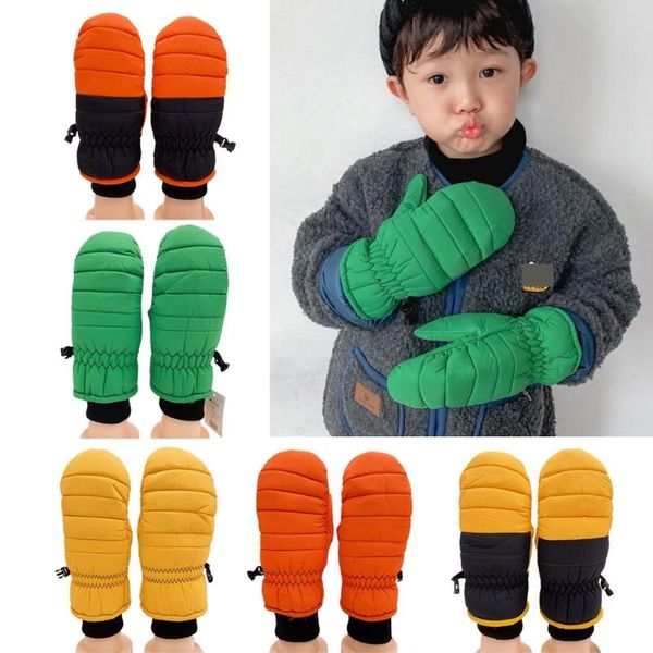 

children winter warm ski gloves boys girls kids sports waterproof windproof non-slip snow mittens thermal cycling skiing gloves, Slivery;white