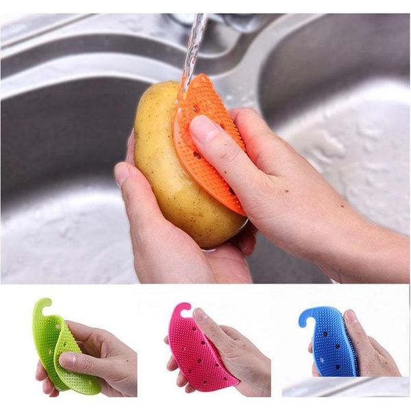 

vegetable cleaning brush 2017 new arrival silicone fruits brush for potato carrot ginger cleaning shipping xl-g244 rcm71