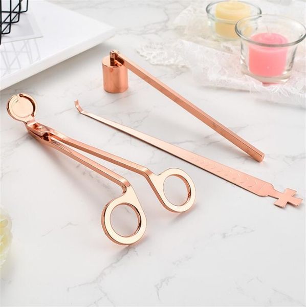 

4 colors accessory set stainless steel bell snuffers candle trimmer wick dipper candles scissors cutter tool dhf2998