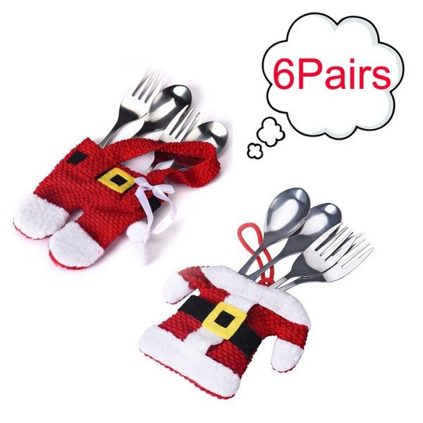 

christmas decorations 6pair for home snowman elk fork knife pockets santa silverware holders dinner decor drop#3