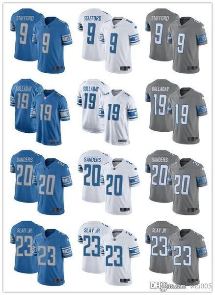 

men women youth detroit lions 9 matthew stafford 23 darius slay jr 20 barry sanders 19 kenny golladay white blue football jersey, Black;red