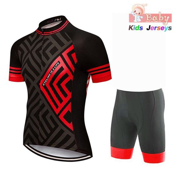 

2020 summer children's bicycle clothing new bicycle sweatshirt short sleeve jersey with shorts children's mtb clothing b1, Black;blue