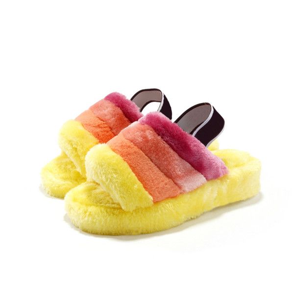 

classics sandals fashion slippers slides furry vamp fluff letter flip flops women shoes striped beach causal slipper home 8989, Black