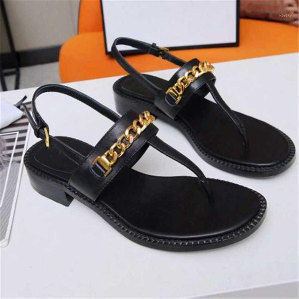 

metal decorative sandals back strap sandals chain roman round toe platform leather shoes flip toe women's shoes1, Black