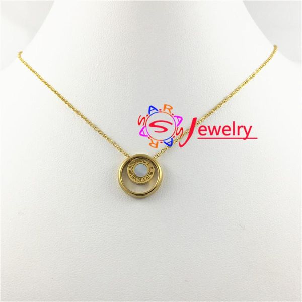 

fysara two sided circle round pendant necklace roman numeral choker gold color bar engraved shell jewelry for women wedding gift wmtzqq, Silver