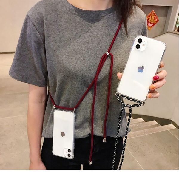 

zr.lh cord chain transparent soft phone case for iphone 7 8 6 6s plus 11 pro xs max xr x carry qylcli
