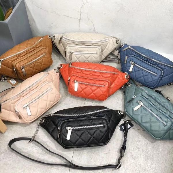 

2020 the new style classic diamond lattice genuine cow leather women one shoulder bag crossbody bag35 cm 7color