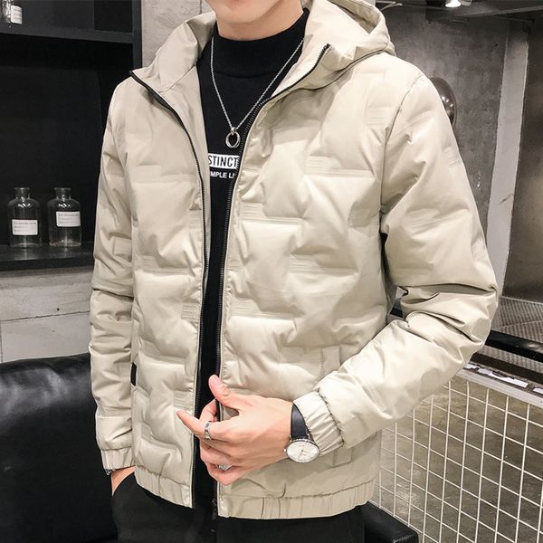 

2021 new winter thickened Korean young men's hooded grey duck down large et, Black