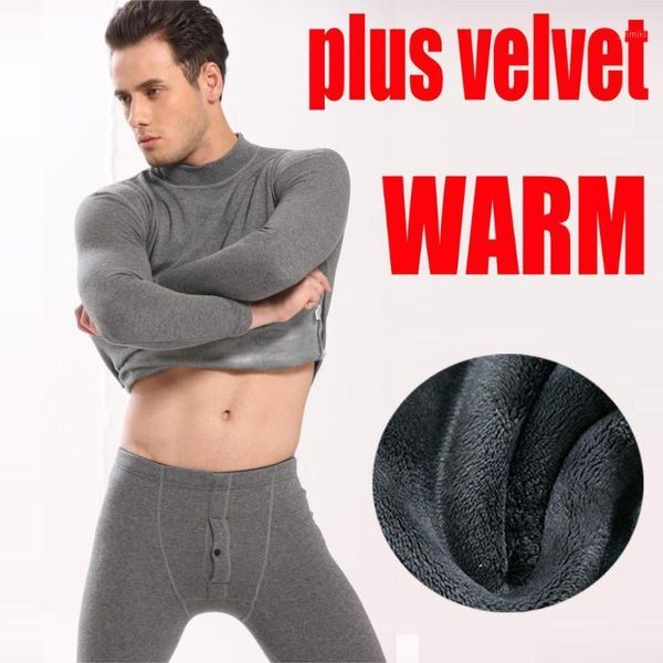 

2020 new thermal underwear mens long johns men autumn winter shirt+pants 2 pieces sets warm thick plus velvet -xxxl1, Black;white