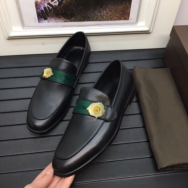 

spring autumn pointed toe men shoes luxury italian style formal dress leather shoes flats party wedding loafers big size 45, Black