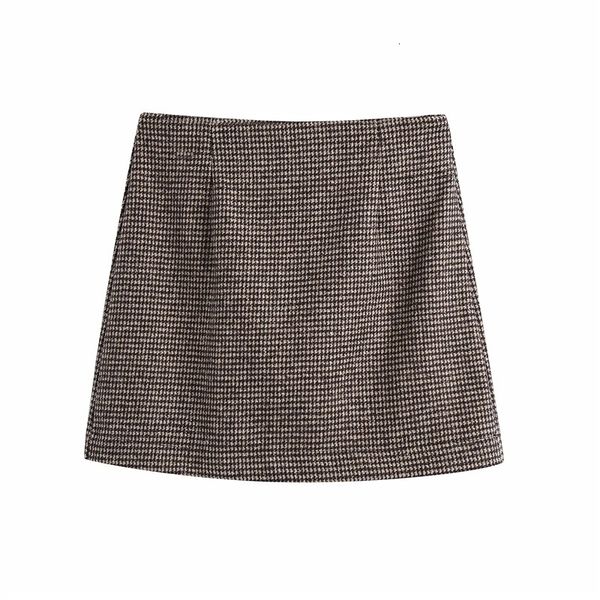 

new 2021 camel houndstooth office suit women fashion fall long sleeve high-waisted two piece set blazer skirt qgmv, White;black