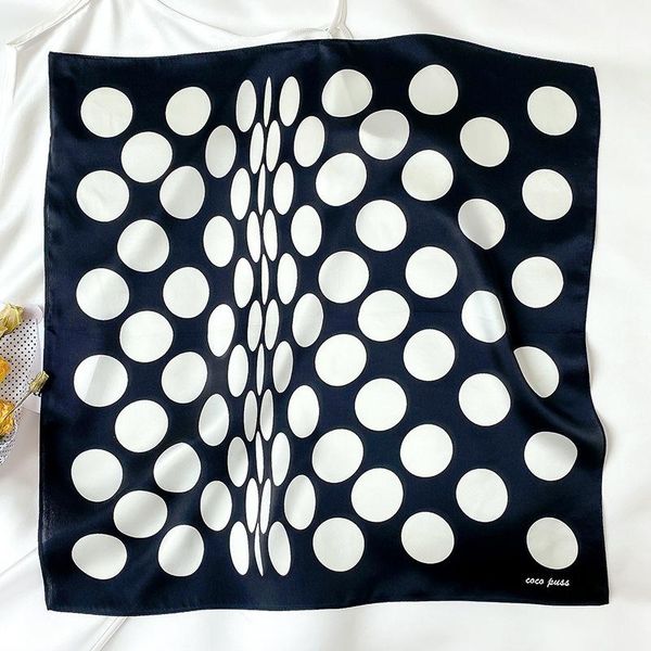 

2020 new dot print women neck scarf really silk square scarves lady hair band female foulard bandana neckerchief wraps wmtdpf, Blue;gray