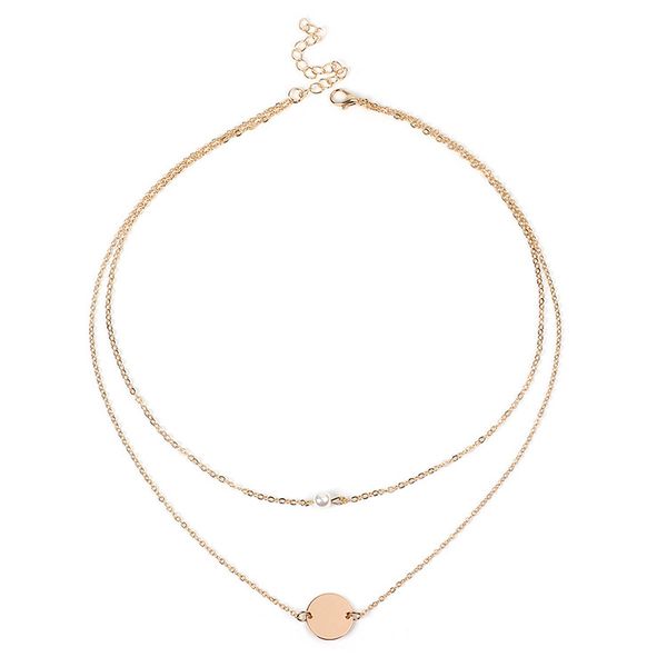 

new jewelry personality fashion bohemian obus chain pearl multilayer necklace, Silver