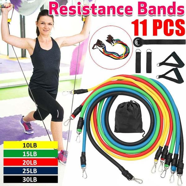 

resistance bands 11pcs/set latex training exercise workout yoga tubes pull rope rubber expander elastic fitness with bag