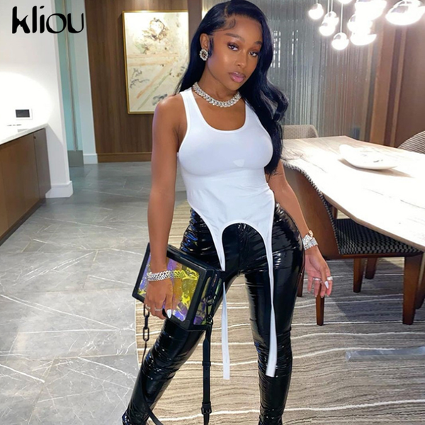 

ribbons solid street style tank women summer casual sleeveless skinny slim active female simple vest, White