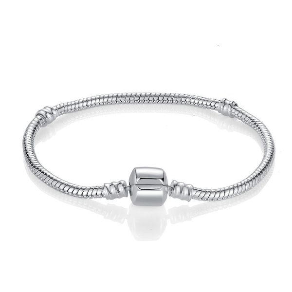 

factory810kfit wholesale- 925 sterling silver 3mm snake chain pandora charm bead bracelet gift for men women 17~21cm
