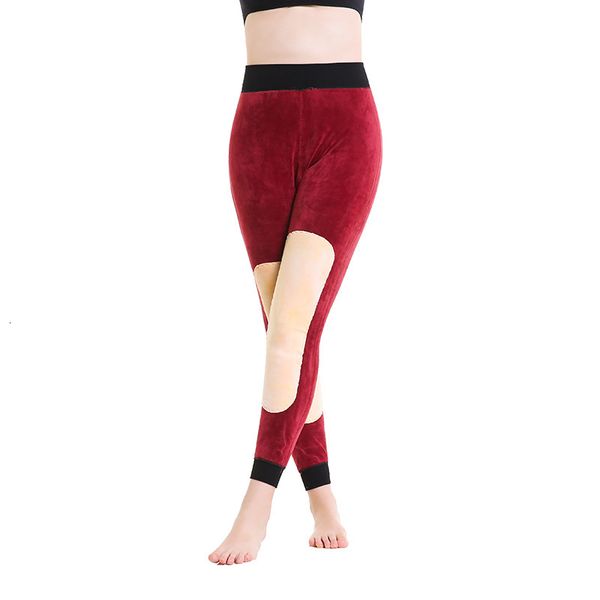 

double layer thickened leg waist protection warm pants style solid color leggings new products, Black