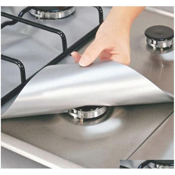 

4pcs reusable foil gas stove burner cover aluminum protector liner clean mat pad file injuries protect jllwse dh_garden