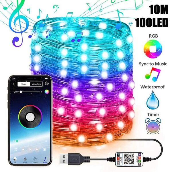 

light рождественская елка decor usb светодиодная строка light rgb bluetooth control control медная проволочная строка строка водонепроницаем