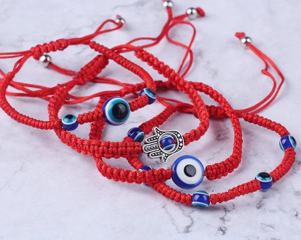 

h3gqlucky kabbalah red string thread handwoven hamsa bracelets blue turkish evil eye charm jewelry fatima friendship bra