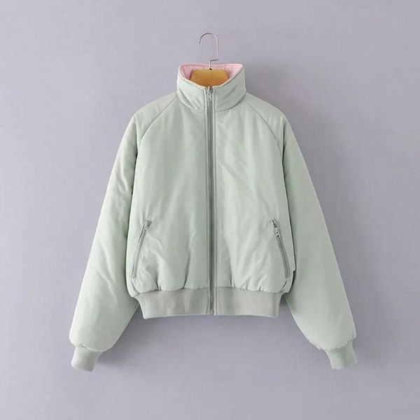 

harajuku thick parka women korean autumn winter reflective zipper spray-bonded wadding coat solid jacket abrigos mujer invierno, Black