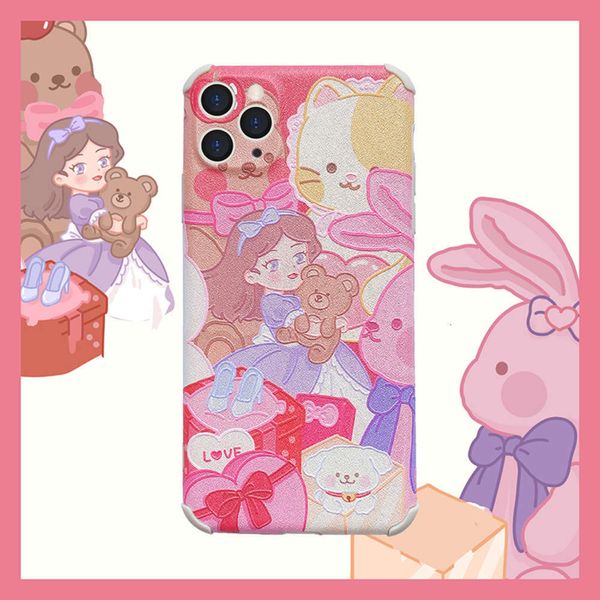 

cartoon girl hugging bear princs 11pro max x xs xr / se mobile phone vip 7p female 8plus silk camera protective case4fre