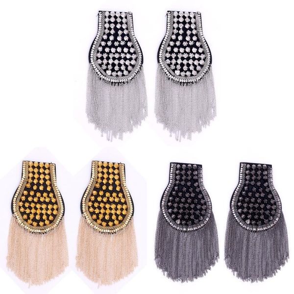 

ретро tassel epaulet rhinestone плечо костюм костюм плечо значок декор для мужчин женщин, Gray