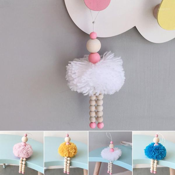 

deskdecorative hanging ornament attractive wooden beads gift bedroom fluffy ball cute children tent ballet dancer fashion1