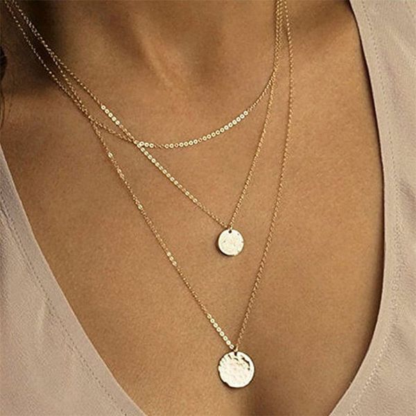 

2019 fashion sequins multi layer long necklaces pendant bohemian pendant necklace for women bijoux jewelry accessories, Silver
