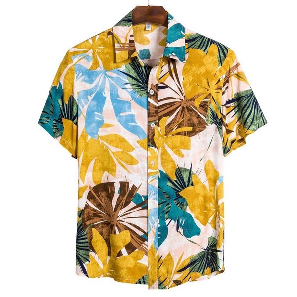 

plus size men ethnic short sleeve casual printing hawaiian shirt blouse -3xl shirts camisa social masculina 2020 summer, White;black