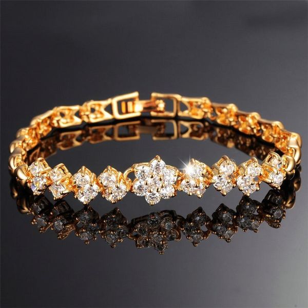 

xqni new fashion gold color bracelets for women luxury white stones zircon wedding jewelry bangle wholesale accessories sqcfqk, Golden;silver