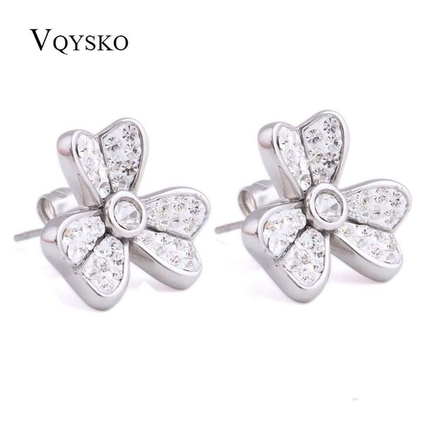 

stud fashion flower crystal earring stainless steel jewelry for women, Golden;silver