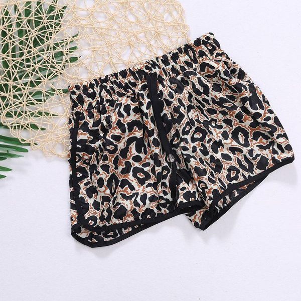 

womens summer high waist boho vintage leopard shorts casual drawstring elastic waist boardshorts with pockets1, White;black