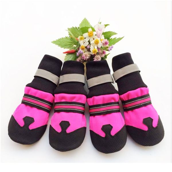 

pawfect 4pcs/lot waterproof winter pet dog shoes anti-slip snow pet boots paw protector warm reflective for medium la wmtuxc