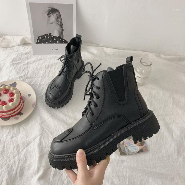 

pu ankle boots for women's autumn boots woman 2020 platform shoes for women booties black woman shoes ladies1