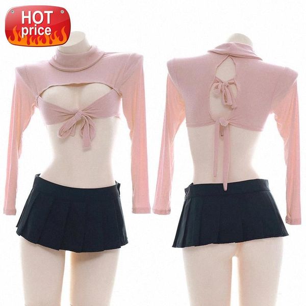 

schoolgirl costume kawaii lingerie erotic anime maid cosplay outfit mini skirt open bra cute lolita sleepwear pink new #pi3c, Black;white
