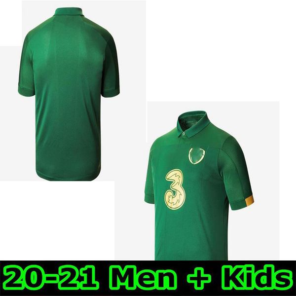 

020 2021 ireland european cup home soccer jersey ireland national team quality muller clark man +kids kit football shirt, Black;yellow