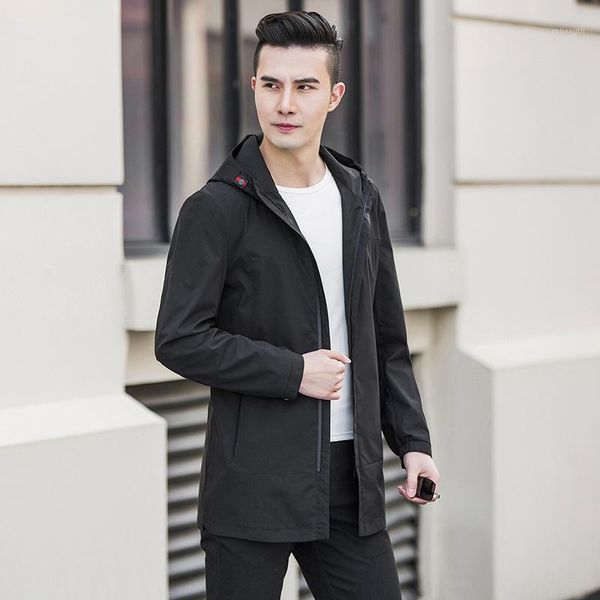 

fall 2019 new men's outdoor casual hoods long windbreaker loose jacket coat factory outlet1, Tan;black