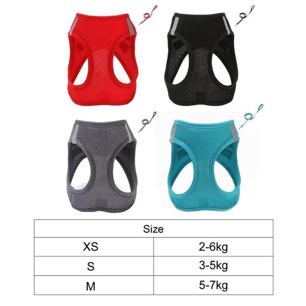 

adjustable dog harness soft breathable pets strap leash mesh chest strap belt with traction rope for dogs collar walking lead
