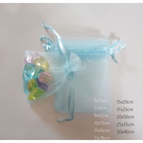 

1000 шт. небесно-голубые подарочные сумки для ювелирных изделий и упаковка органза сумка венчание сумка свадьба свадьба женщина путешествия