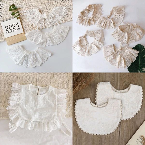 

korean style toddler kids lace floral cute hollow out false collar children clothes accessiory pure color baby girls cotton