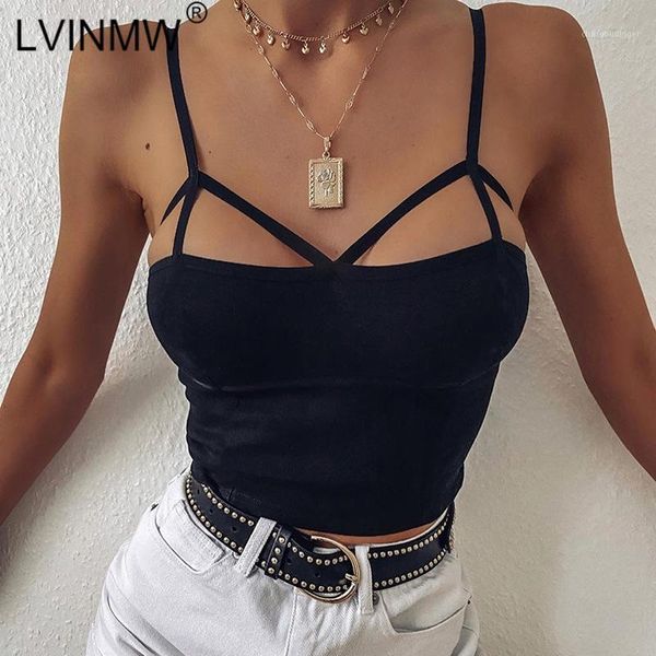

lvinmw black spaghetti strap camisole 2020 summer women slash neck backless crop fashion streetwear camis 1, White